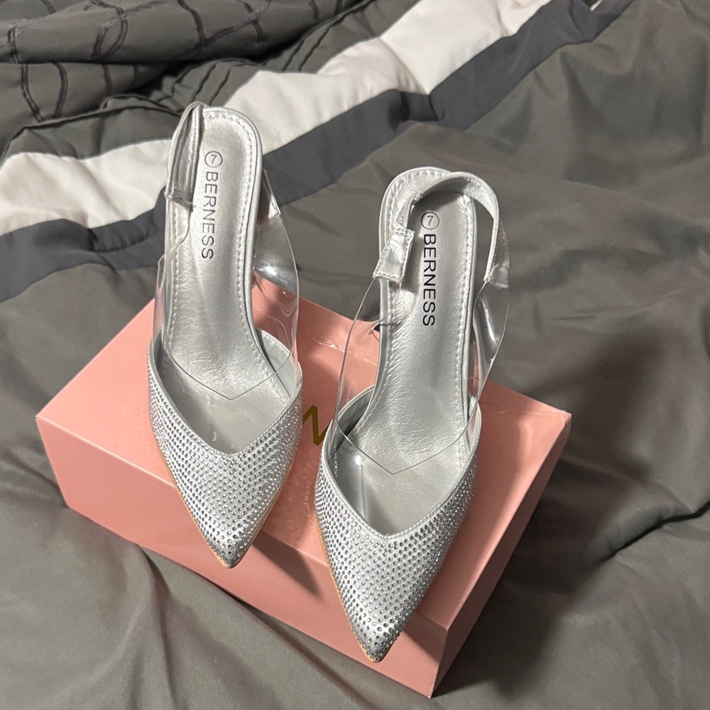 Berness Silver Glitter Heels